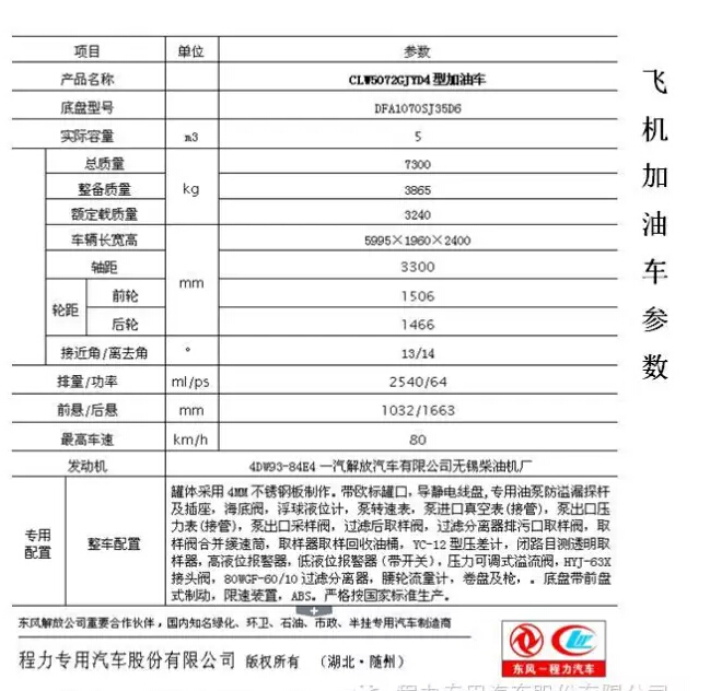 給加飛機加油的車——程力飛機加油車